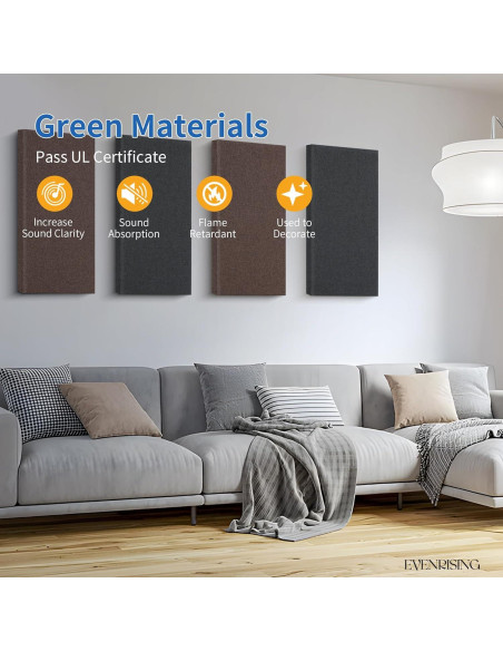 Paneles Acústicos Autoadhesivos EVENRISING 4 PCS 61x30.5cm Gris