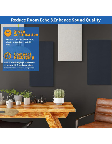 Paneles Acústicos Autoadhesivos EVENRISING 4 PCS 61x30.5cm Gris