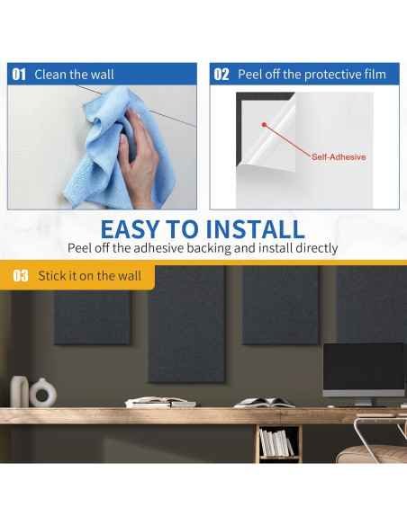 Paneles Acústicos Autoadhesivos EVENRISING 4 PCS 61x30.5cm Gris