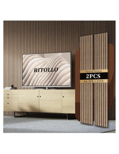 Paneles Acústicos de Madera RITOLLO 2 Piezas 240x28 cm Nogal