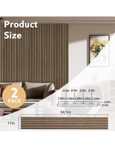 Paneles Acústicos de Madera RITOLLO 2 Piezas 240x28 cm Nogal 2