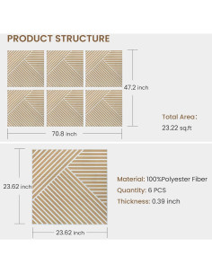 Paneles Acústicos Foritrue 6 Piezas 60x60 cm Autoadhesivos 2