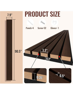 Paneles Acústicos de Madera PrimeZone 4 PCS 229.9x20.1 cm Nogal 2