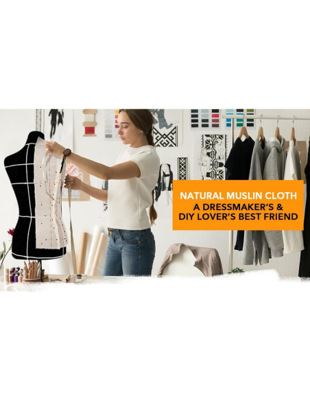 Tela de Muselina 100% Algodón AK Trading 10 Yardas Natural