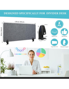Panel Divisor Acústico Wesiti 2 Pcs 120x40 cm Gris 2