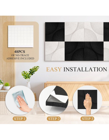 Paneles Acústicos Dollar Boss 8 Piezas 30.5x30.5cm Negro Beige