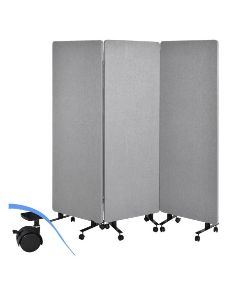 Divisor de habitación acústico Genérico 3 paneles 193cm gris claro