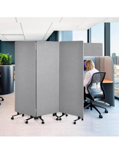 Divisor de habitación acústico Genérico 3 paneles 193cm gris claro