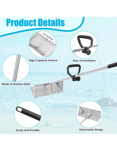 Rastrillo de Cangrejo de Arena AshKiz 40.64 cm Acero Inoxidable