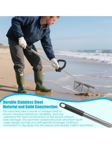 Rastrillo de Cangrejo de Arena AshKiz 40.64 cm Acero Inoxidable