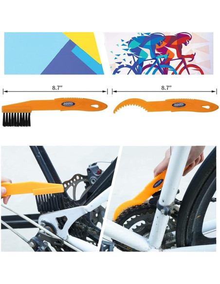 Kit de Limpieza de Bicicleta Focopot 9 Piezas - Limpiador de Cadena y Cepillos