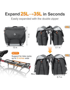 Alforjas de Bicicleta Danuosie 25L-35L Impermeables Reflectantes 2
