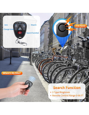 Alarma Inalámbrica para Bicicleta WSDCAM 113dB Recargable IP65