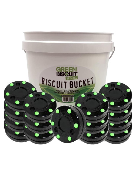 Cubo de 15 Pucks de Hockey Green Biscuit - Negro