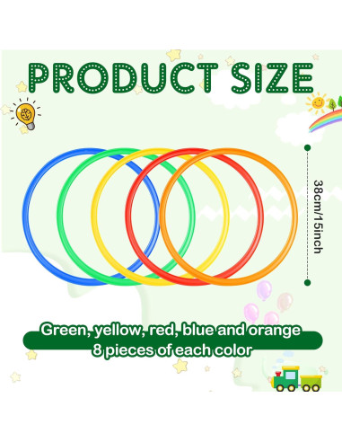 Anillos de Agilidad Deekin 80 Pcs Entrenamiento 38 cm Multicolor