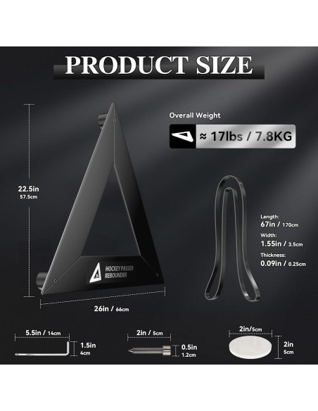 Rebotador de Pases de Hockey YUEYIN 66 cm Entrenador Multi-Ángulo