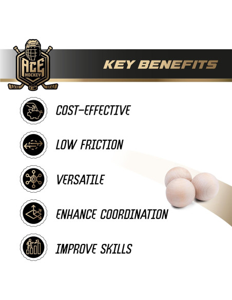 Bolas de Manejo de Stick ACE HOCKEY - Paquete de 5 de 7.62 cm