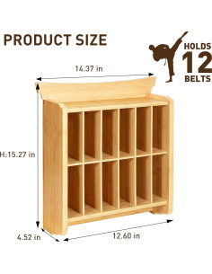 Soporte de Cinturones de Artes Marciales Tilhumt para 12 Cinturones 2