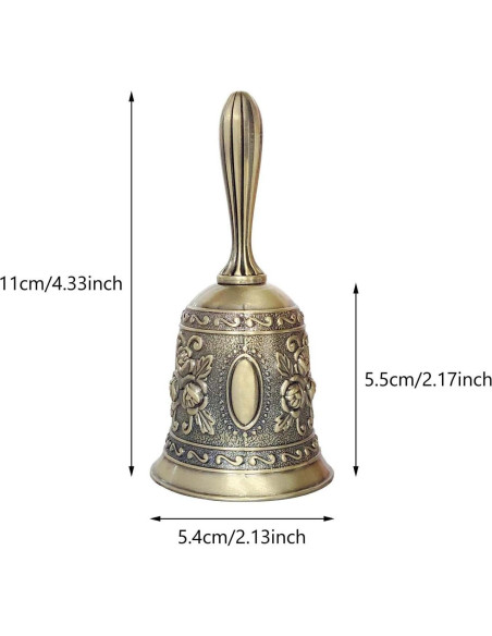 Campana de Mano Vintage LNAUJS 11cm Metálica para Bodas