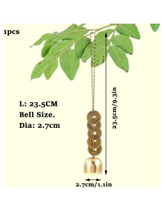 Campana Feng Shui de Cobre CIATBYYJ con 5 Monedas de Suerte 2