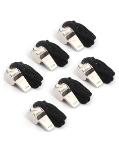 6 Silbatos de Acero Inoxidable Suyncyi KS010 con Cordón