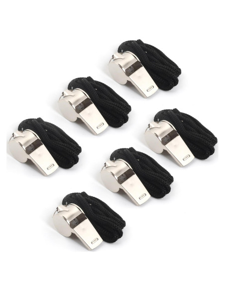 6 Silbatos de Acero Inoxidable Suyncyi KS010 con Cordón