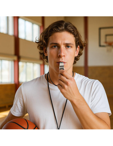 6 Silbatos de Acero Inoxidable Suyncyi KS010 con Cordón