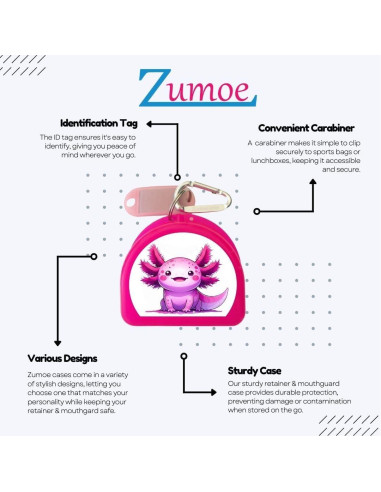Estuche Protector Bucal Zumoe Axolotl Rosa - Duradero y Práctico