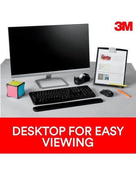 Soporte de Documentos 3M DH340MB, Clip Ajustable Negro