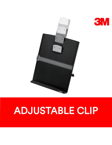 Soporte de Documentos 3M DH340MB, Clip Ajustable Negro