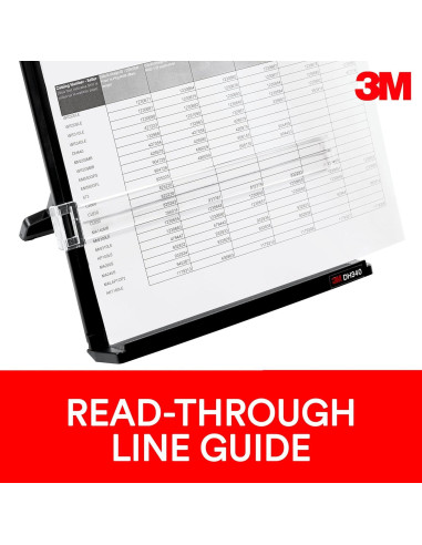 Soporte de Documentos 3M DH340MB, Clip Ajustable Negro