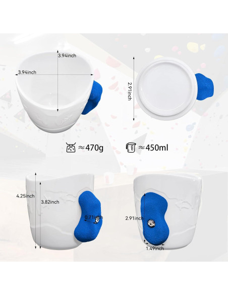 Taza de Café Escalador TWO STONES 15 oz Blanco y Azul