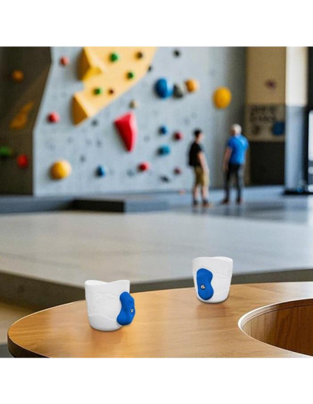 Taza de Café Escalador TWO STONES 15 oz Blanco y Azul