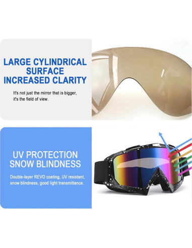 Paquete 2 Gafas de Moto Immoono Mármol Negro + 2 Cuellos