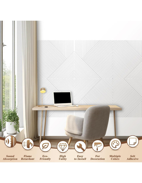Paneles Acústicos Blancos Autoadhesivos 6-Pack 60x60cm - Reducción de Ruido