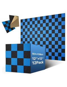 Paneles Acústicos Aislantes Soundsbay, 12 Piezas 30.48cm Azul+Negro
