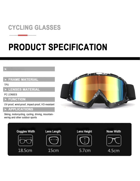 Paquete 2 Gafas de Moto Immoono Mármol Negro + 2 Cuellos