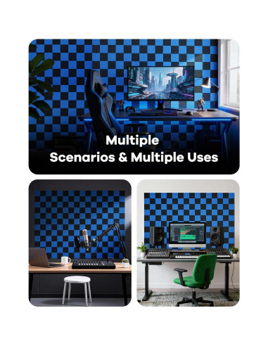 Paneles Acústicos Aislantes Soundsbay, 12 Piezas 30.48cm Azul+Negro