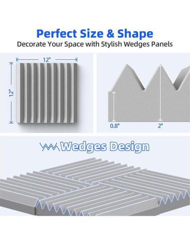 Paquete de 12 Paneles Acústicos NEPIS 5.08cm Gris