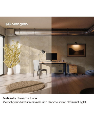 Paneles Acústicos Autoadhesivos Olanglab 4 Pack 120x60 cm Madera