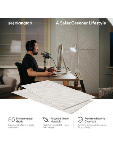 Paneles Acústicos Autoadhesivos Olanglab 4 Pack 120x60 cm Madera