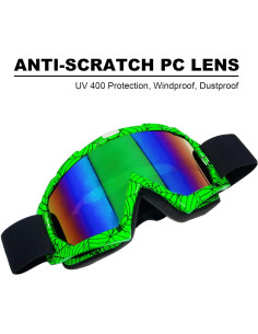 Gafas de Motocross CoPvner Adultos y Niños Verde Araña 2