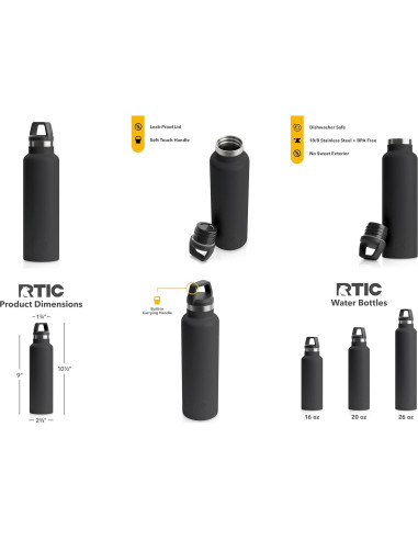Botella de Agua RTIC 590 ml Acero Inoxidable Doble Pared