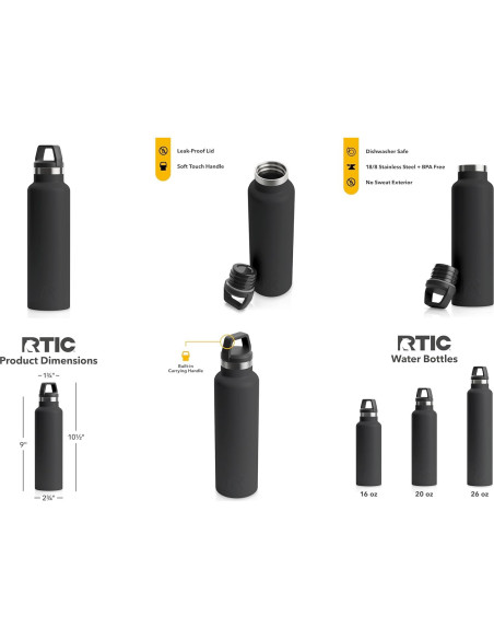 Botella de Agua RTIC 590 ml Acero Inoxidable Doble Pared