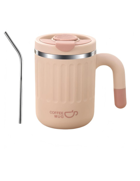 Taza de Café Aislada HOORMED 480ml Doble Pared Rosa