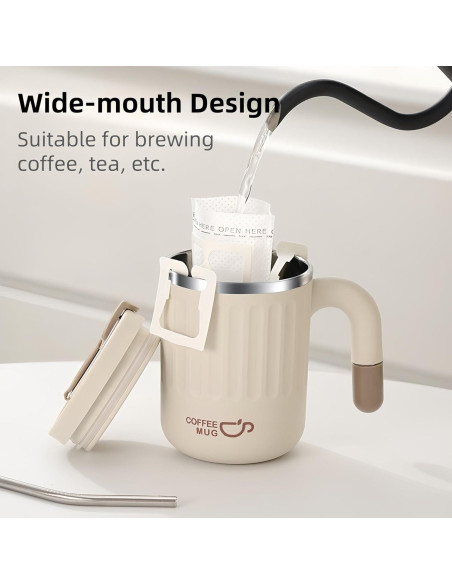 Taza de Café Aislada HOORMED 480ml Doble Pared Rosa