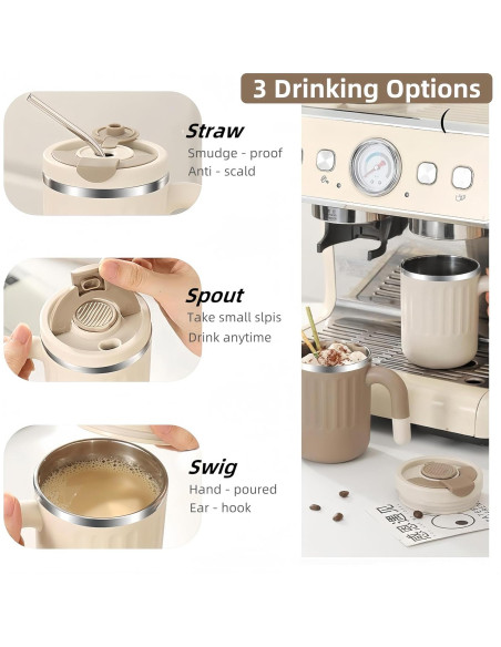 Taza de Café Aislada HOORMED 480ml Doble Pared Rosa