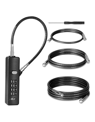Candado de Cable de Combinación DELSWIN 4 Dígitos con 3 Cables