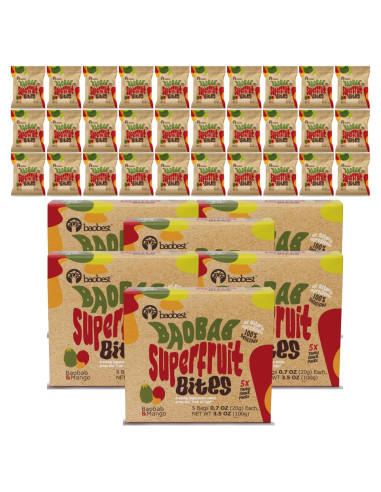 Baobest Superfruit Bites Mango - Snack Vegano 6 Paquetes