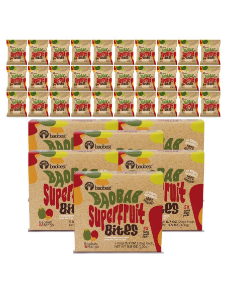 Baobest Superfruit Bites Mango - Snack Vegano 6 Paquetes